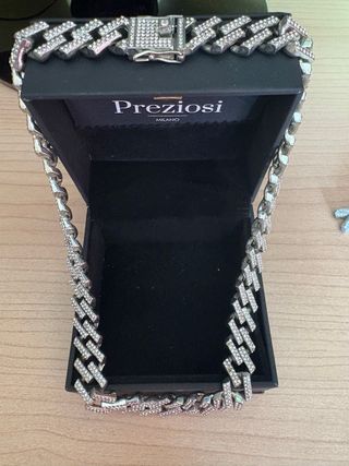 Collana Cubana Argento e Diamanti