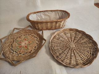 Set 3 Cesti Vimini Multicolore