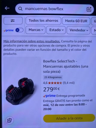 Mancuerna Bowflex Ajustables 24kg