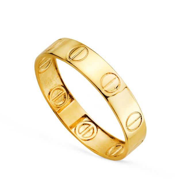 Anillo Oro Amarillo 18kt Tornillos 4mm