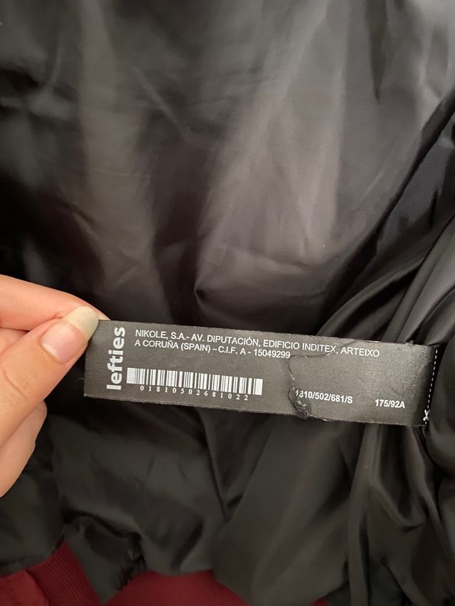 Chaqueta bomber burdeos hombre Lefties talla S