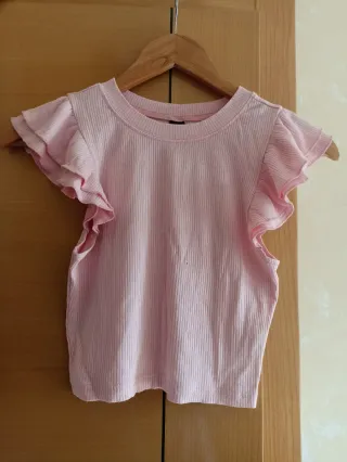 Top rosa volantes Shein niña