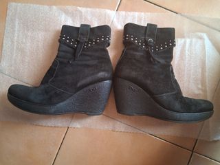 Stivaletti Nero Giardini Zeppa Camoscio Nero