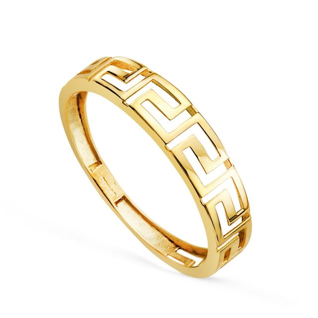 Anillo Oro Amarillo 18k Greca Calada 4mm