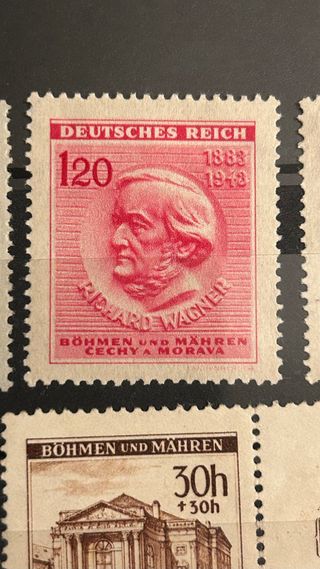 8 Sellos Bohemia y Moravia: Mozart, Hitler, Wagner