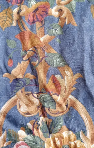 2 Cortinas de tela con flores azules y rosas