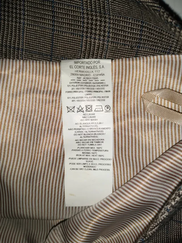 (Talla 38) SÍNTESIS Falda Marrón de cuadros