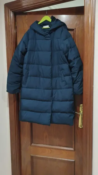 Cazadora azul larga con capucha talla mas grande