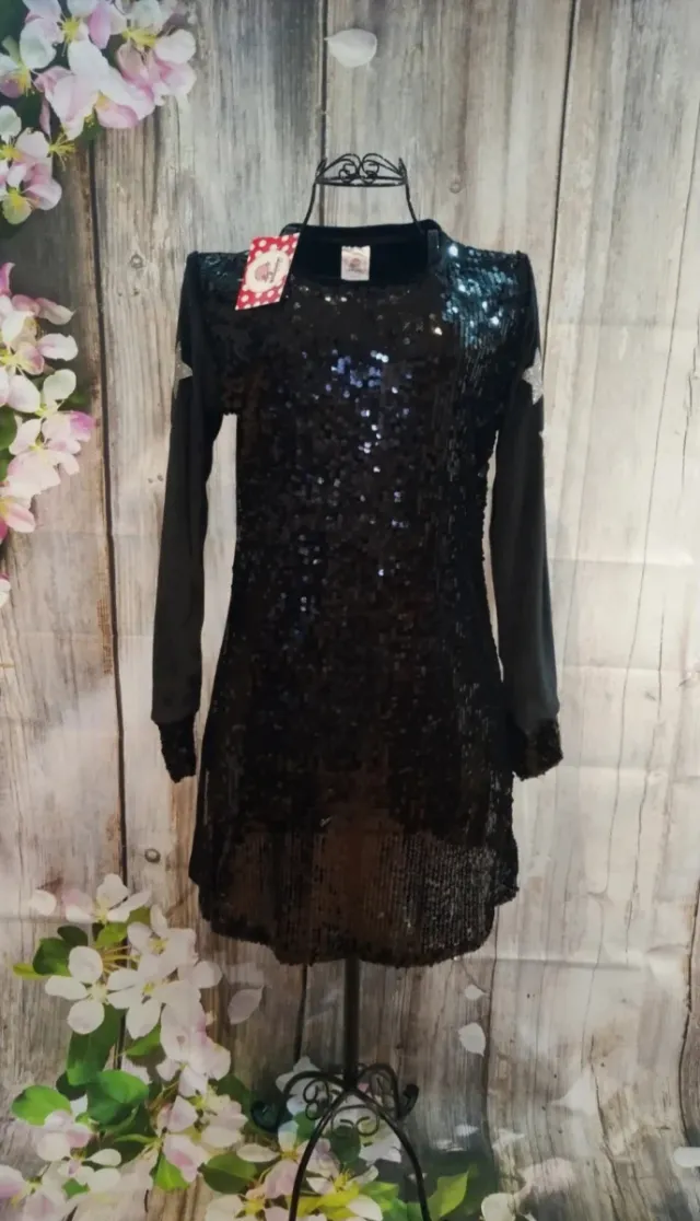 Vestido Bikatelier Negro Lentejuelas Estrellas