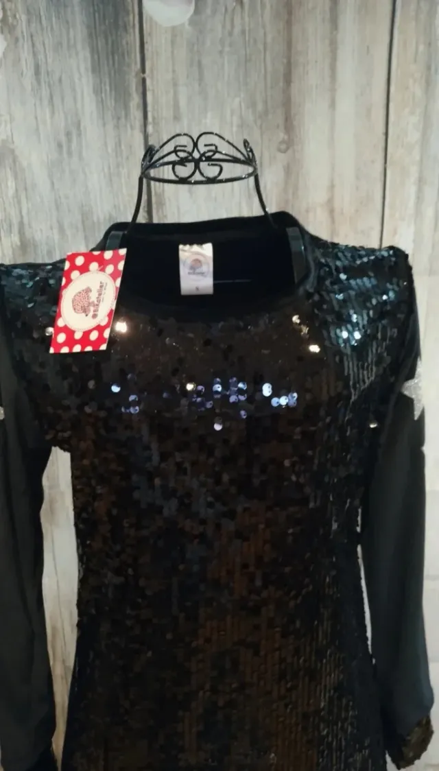 Vestido Bikatelier Negro Lentejuelas Estrellas