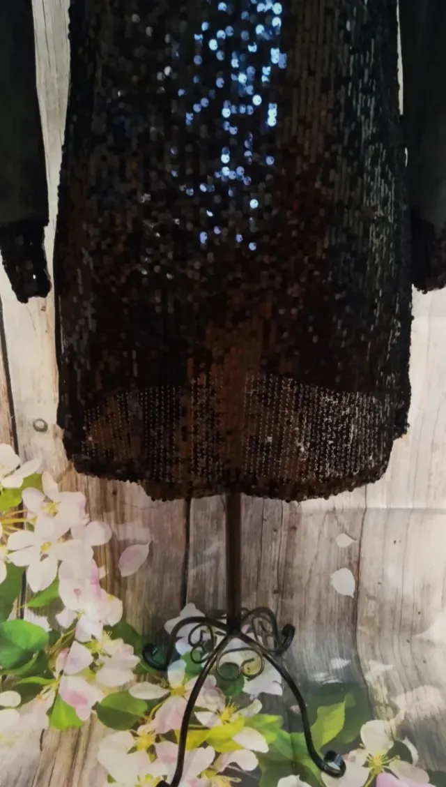 Vestido Bikatelier Negro Lentejuelas Estrellas