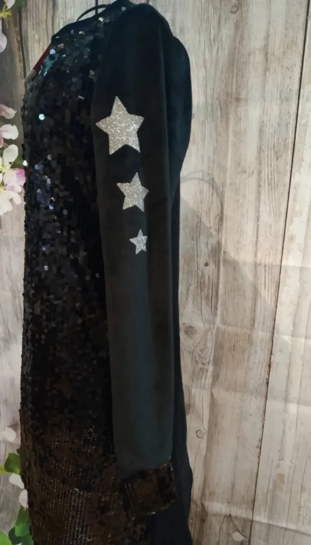 Vestido Bikatelier Negro Lentejuelas Estrellas