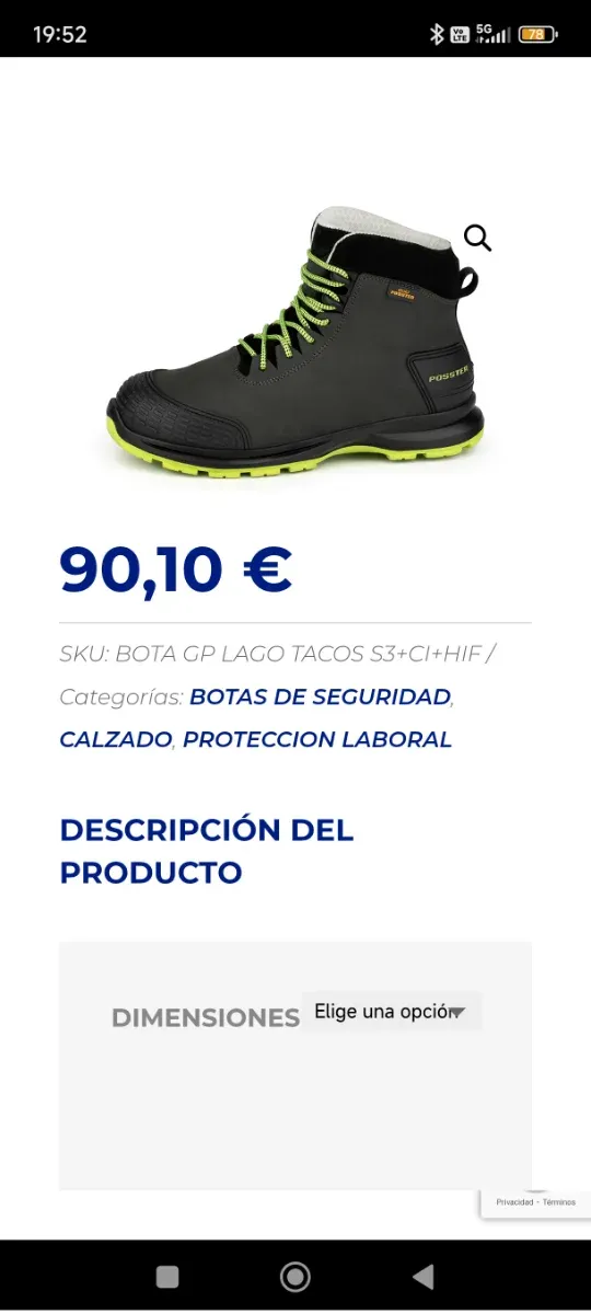 Botas de seguridad POSSTER grises y verdes
