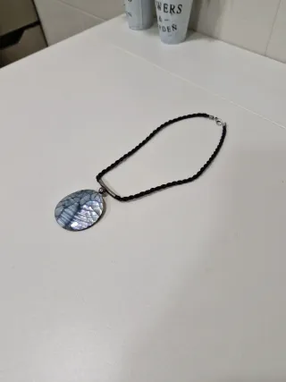 Colgante Nácar Azul/Plata