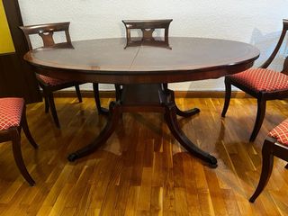 Mesa comedor extensible madera y tela
