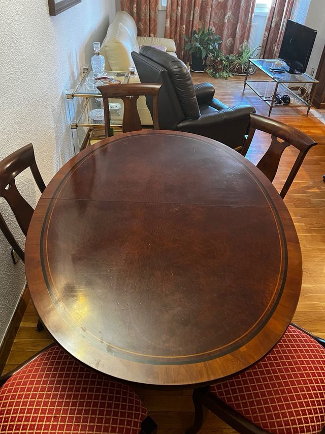 Mesa comedor extensible madera y tela