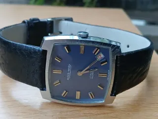 ROS-MAY Mecánico NOS Reloj Suizo Azul