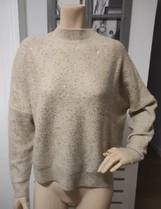 Jersey Sfera lentejuelas beige talla L