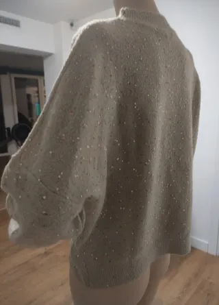 Jersey Sfera lentejuelas beige talla L