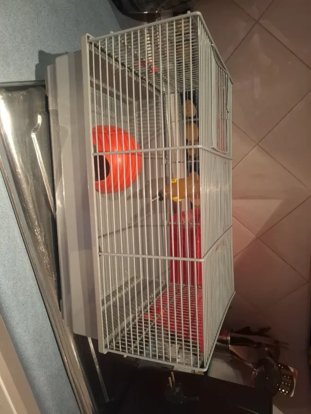 Jaula Hámster Gris y Roja
