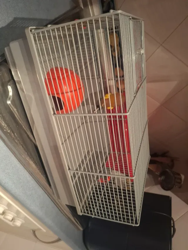 Jaula Hámster Gris y Roja