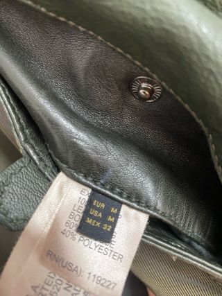 Chaqueta de piel verde Massimo Dutti Hombre