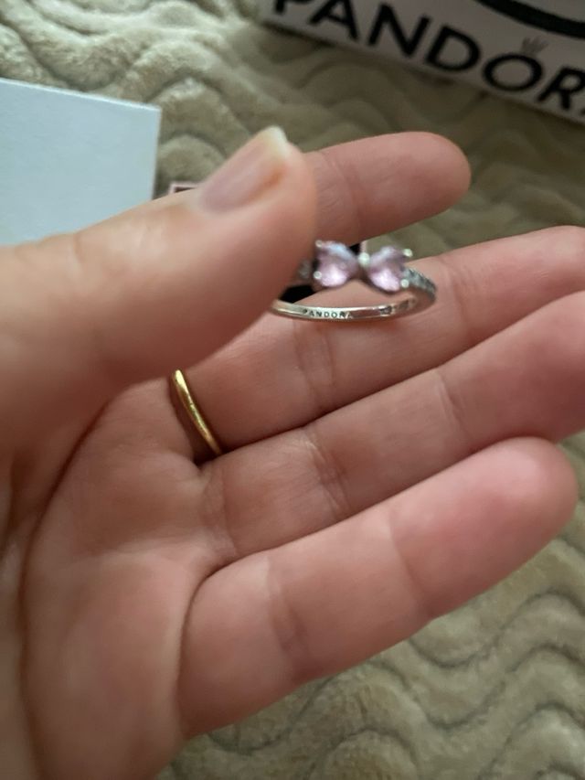 Anillo Pandora Lazo Rosa y Plateado