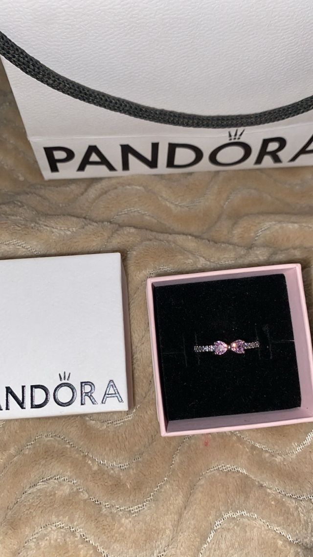 Anillo Pandora Lazo Rosa y Plateado