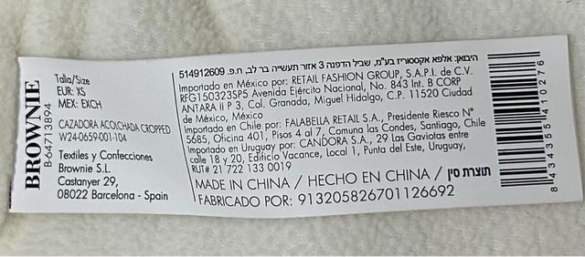 Plumas Blanco Brownie Talla XS