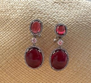 Pendientes bisutería de calidad rojos y plateados