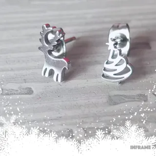 Pendientes Reno y Árbol Plateados