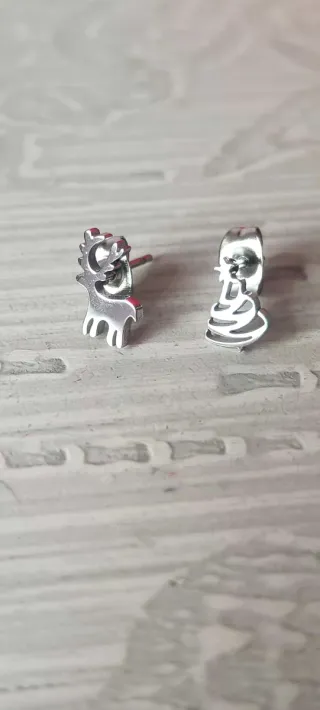 Pendientes Reno y Árbol Plateados