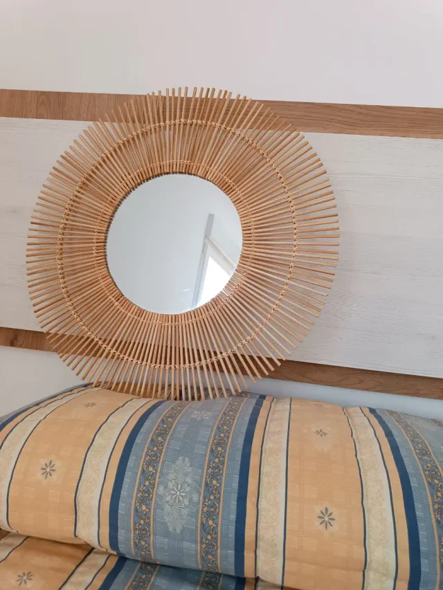 Espejo redondo de bambú