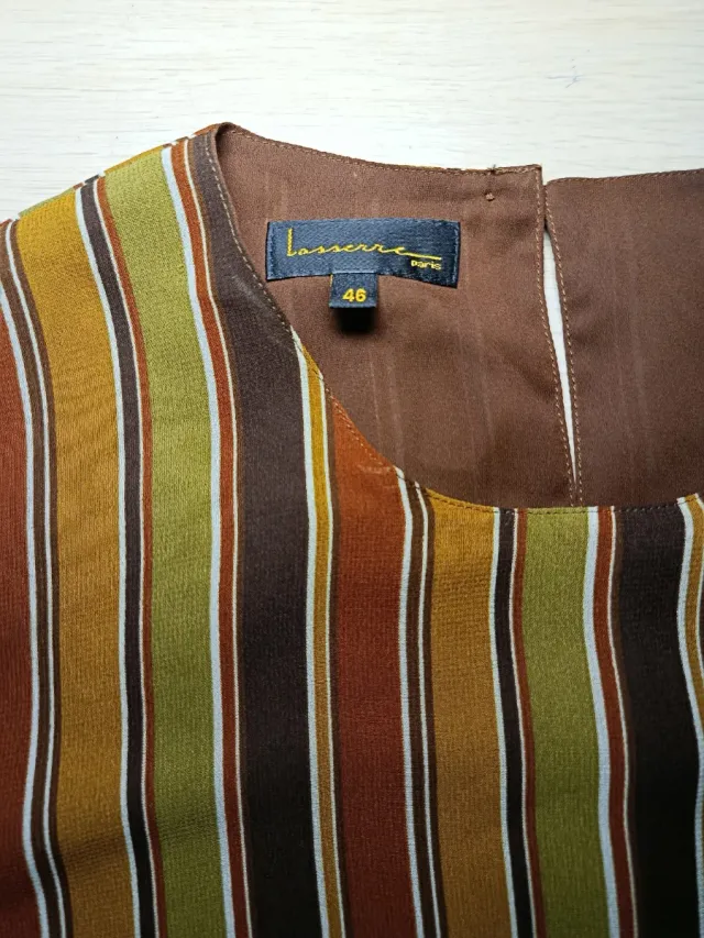 Blusa Lasserre Paris Rayas Multicolor Talla 46/3XL