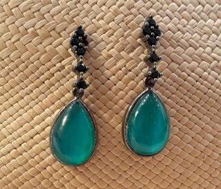 Pendientes piedras naturales verde y negro