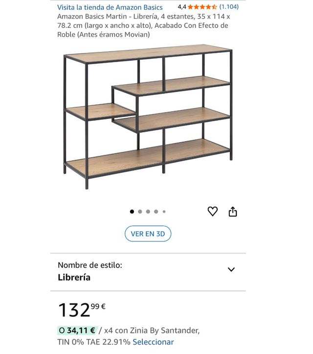 Aparador Estantería Librería Madera Metal