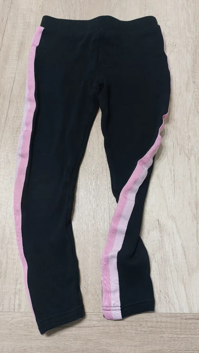 Mallas térmicas niña negras con rayas rosas