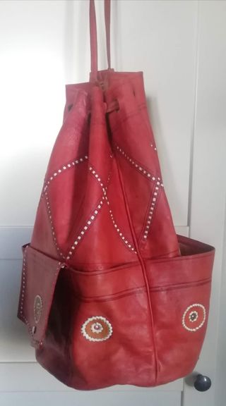 Borsa secchiello vintage nappa pelle rossa