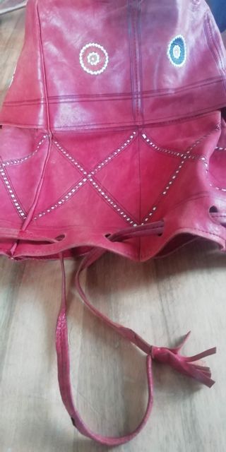 Borsa secchiello vintage nappa pelle rossa