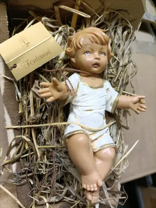 Gesù Bambino Fontanini in culla presepe da 30cm