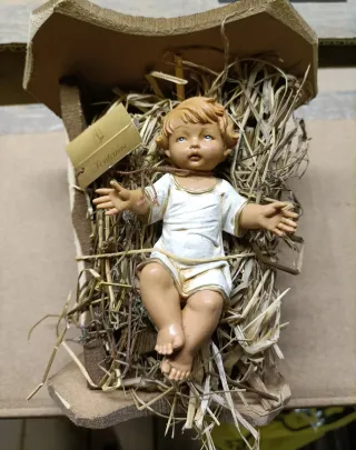 Gesù Bambino Fontanini in culla presepe da 30cm