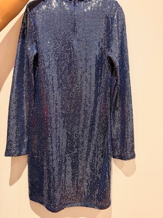 Vestido fiesta lentejuelas azul y plata