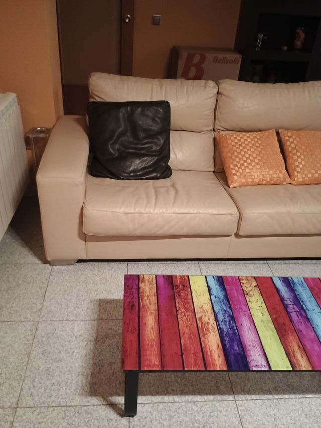 Sofá cheslon piel genuina 2 módulos