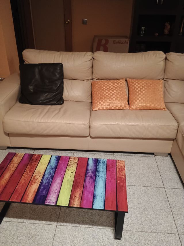 Sofá cheslon piel genuina 2 módulos