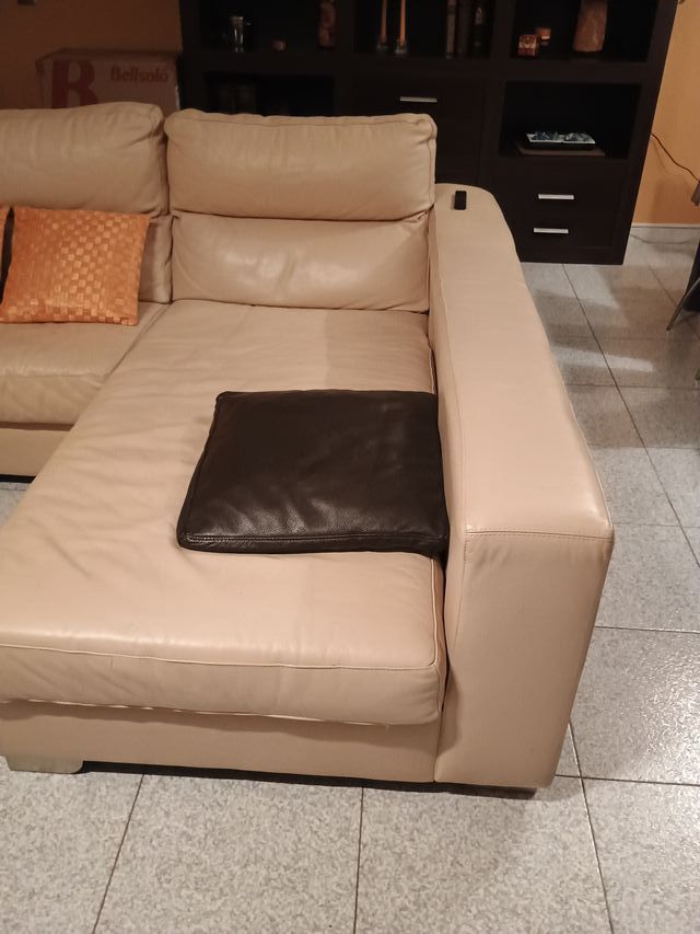Sofá cheslon piel genuina 2 módulos
