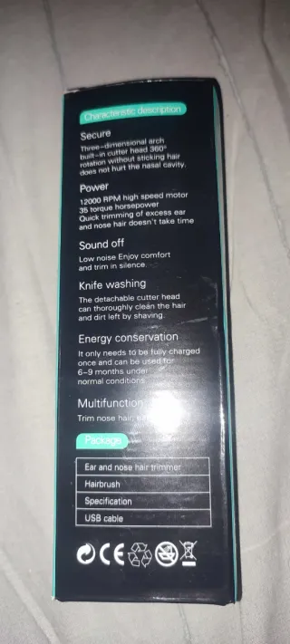 Recortador de vello nasal USB recargable