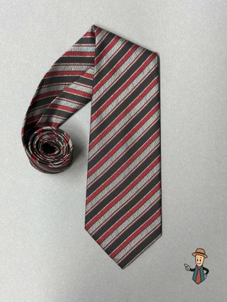 Corbata Identic Rayas Texturizadas Negra y Roja