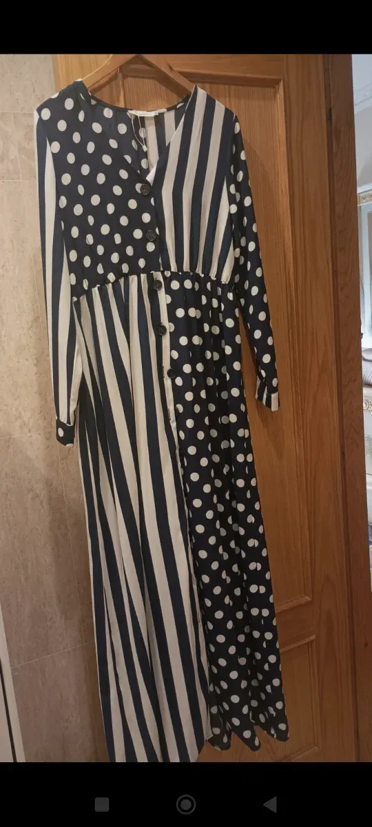 Vestido largo camisero estampado