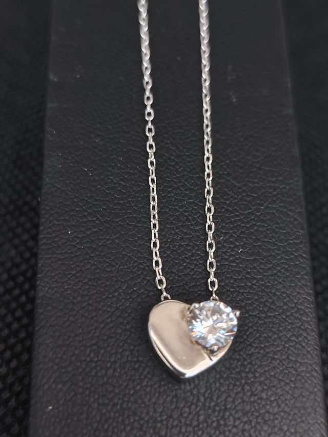 Catena in argento 925 a forza con ciondolo cuore 051-02-00446