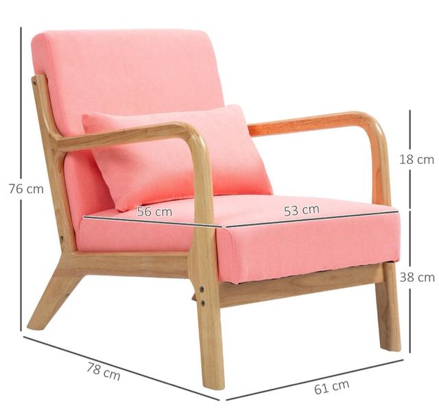 Butaca nórdica rosa y madera